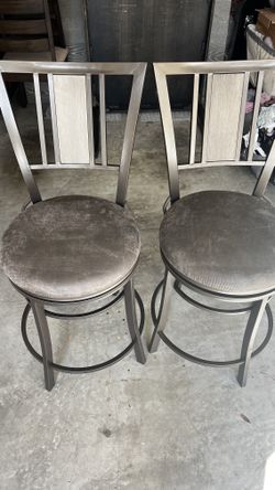 Metal Wood Swivel Counter Barstools Set of 2