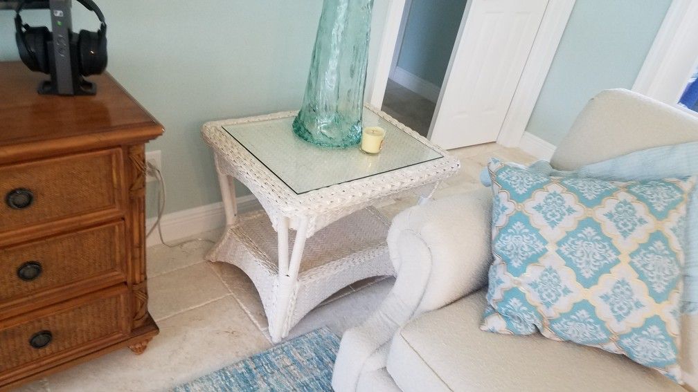 White Wicker Table