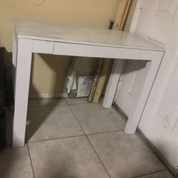 One White  Table W One Drawer 