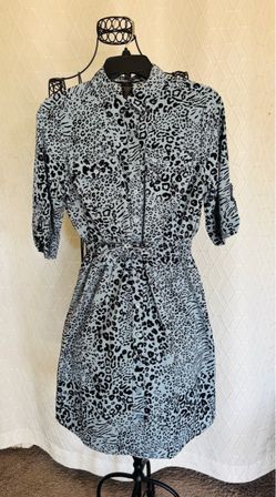 Animal Print Button-Down Shirt Dress