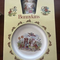 VINTAGE  Royal Doulton English Fine Bone China Bunnykins Bowl Plate Cup Set Of 3