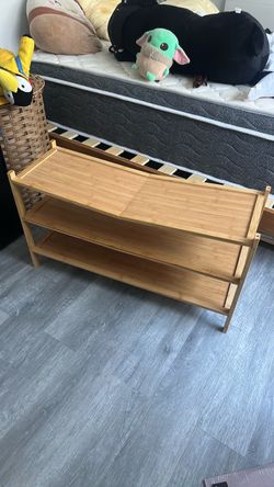 Bamboo, small 3-tier shoe rack
