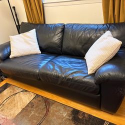 Black Leather Sofa 