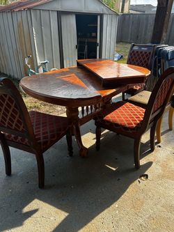 Vintage Wood Dining Table with 4 Chairs