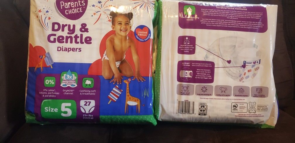 2 Packs Size 5 Parent's Choice Diapers