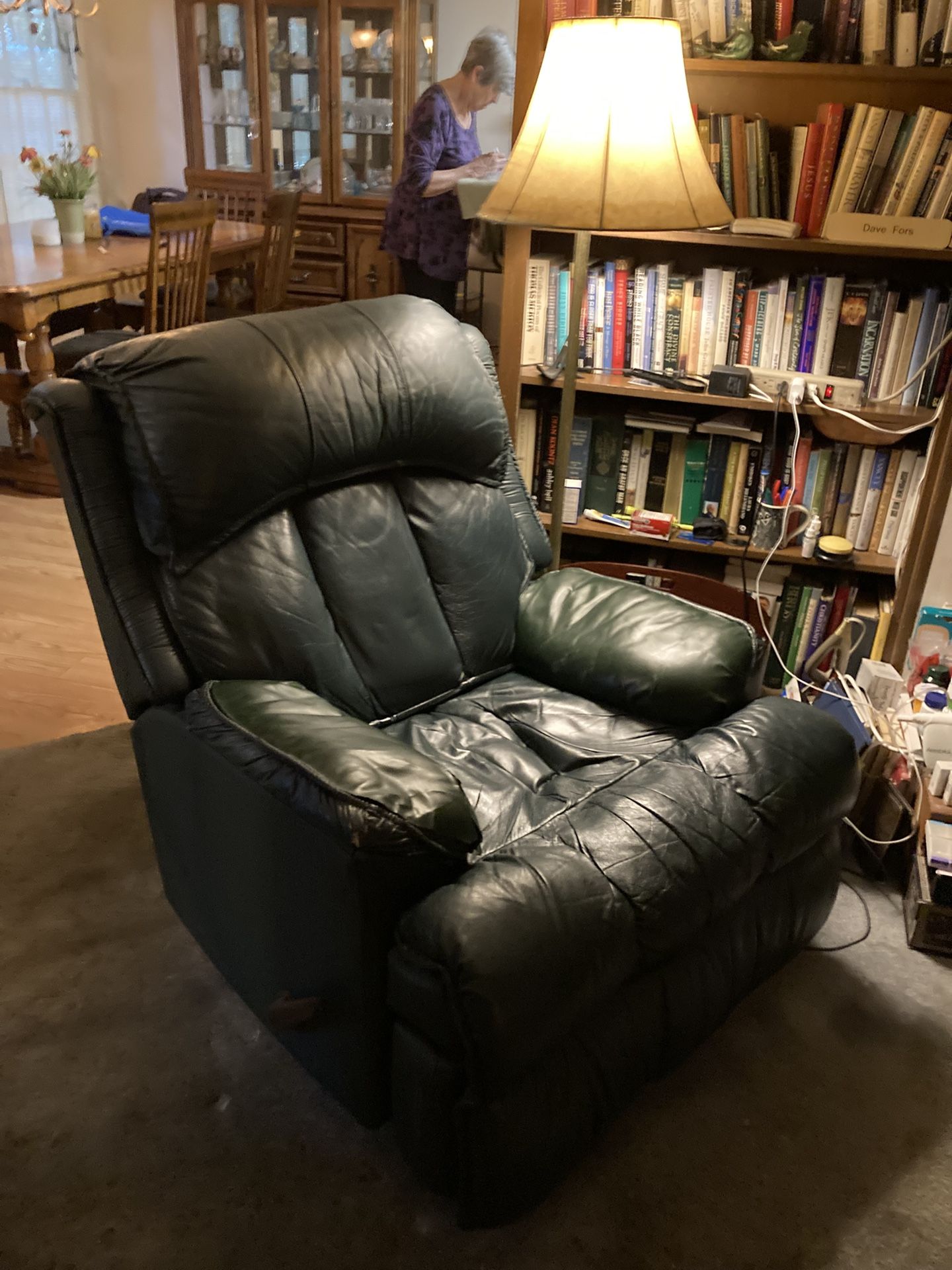 Green bonded leather recliner