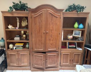 Solid Wood 3-Piece Traditional Media Entertainment Center / Wall Unit