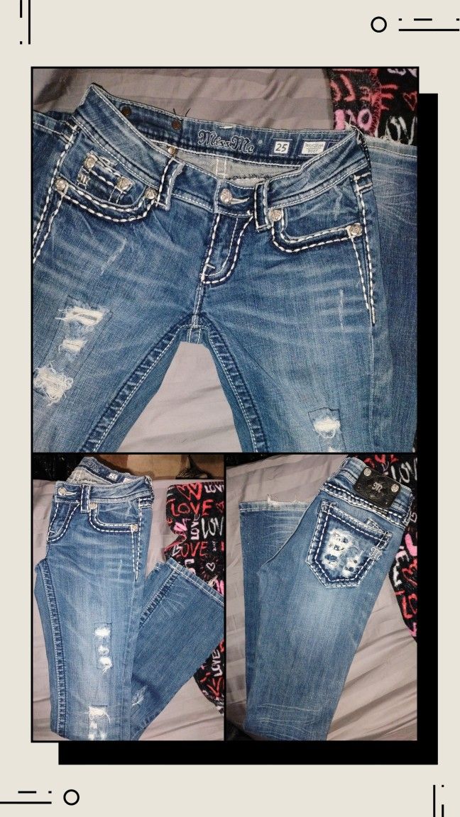 MISS ME JEANS BOOT CUT 25&26 & ALMOST FAMOUS SHORTS SZ 1