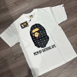 White And Black MCM Bape Shirt 