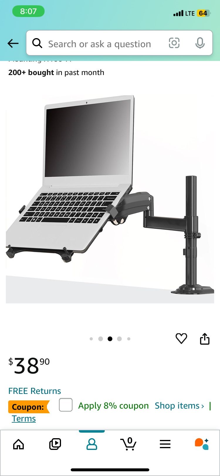 North Bayou Laptop Mount with Adjustable Tray for 10-17” Notebook, Full Motion Arm with VESA Plate for 17-30” Monitor (Within 4.4~19.8lbs),Clamp-on Gr