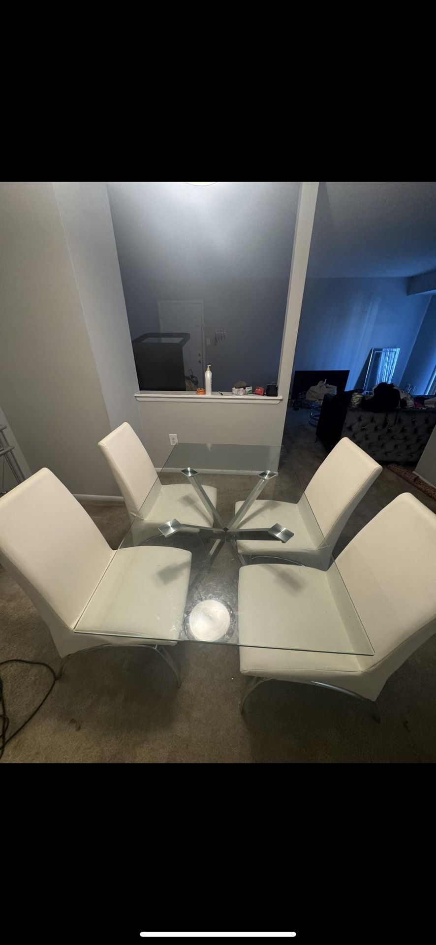 Glass Dining Room Set With Leather Chairs 