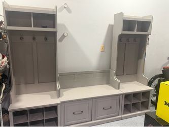 Shoe, coat, backpack organizer with bench