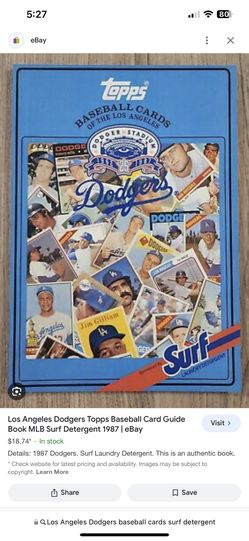 1987 Topps Baseball Cards of the Los Angeles Dodgers Sponsored by Surf Detergent