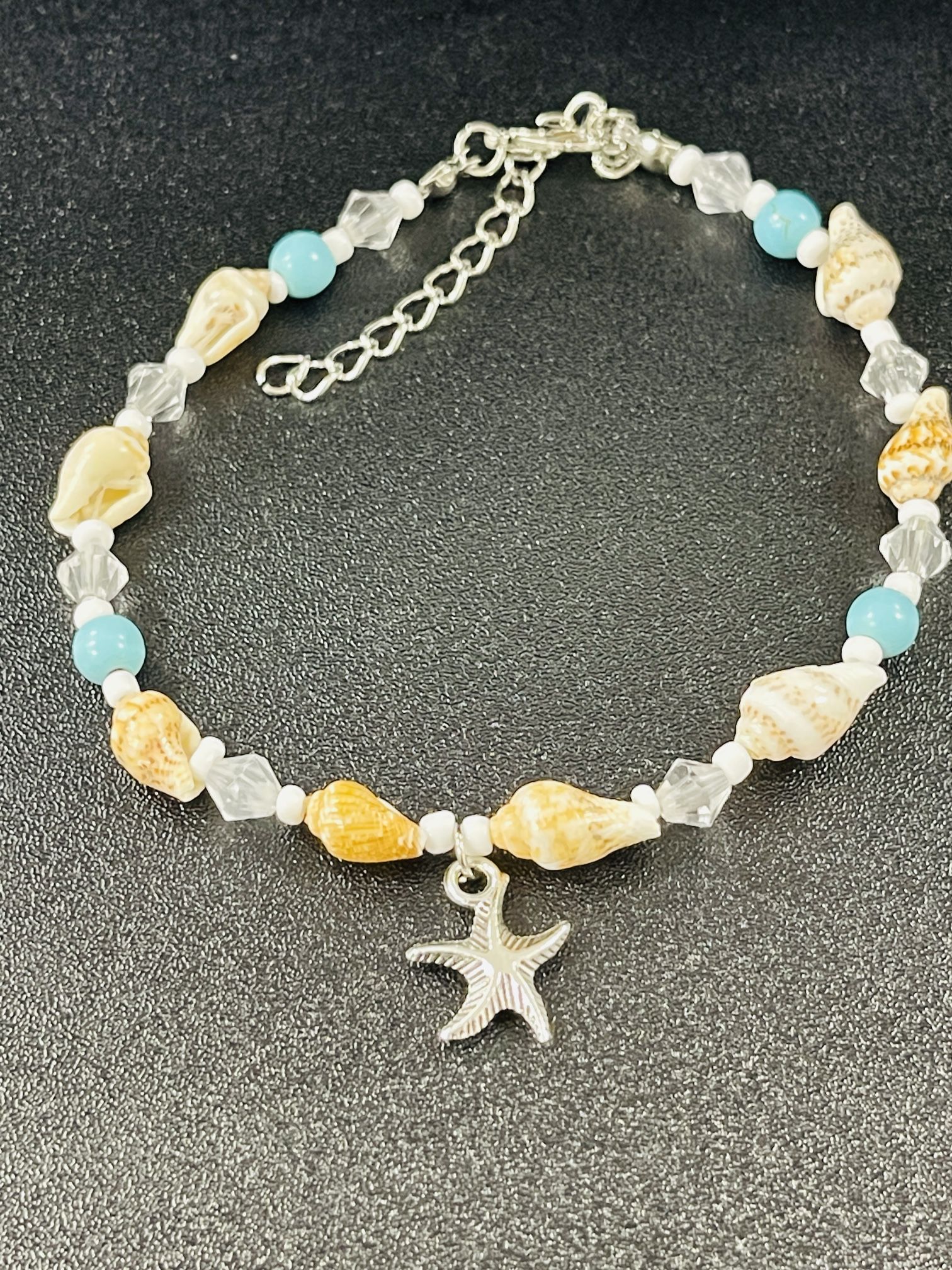 New Shell & Beads Anklet With A Starfish Pendant