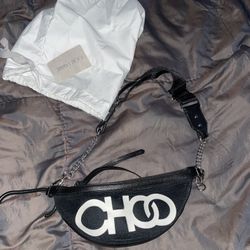Jimmy Choo Mesh Leather-Trimmed Waist Bag