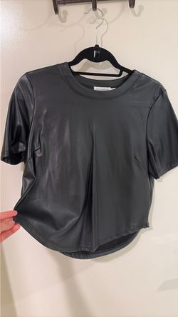 Good American Black Faux Leather T-Shirt