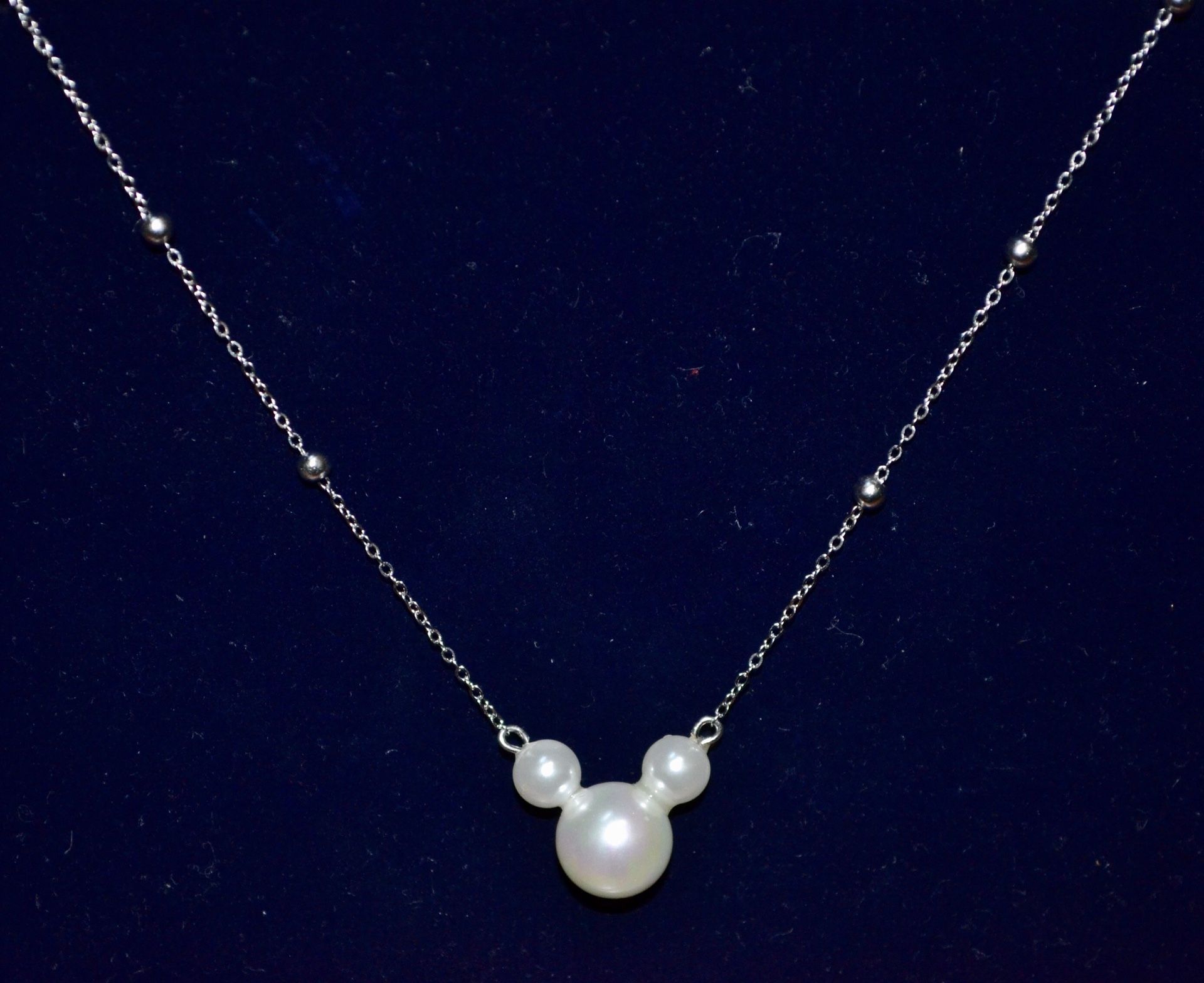 925 Sterling Silver Mickey Pearl Necklace