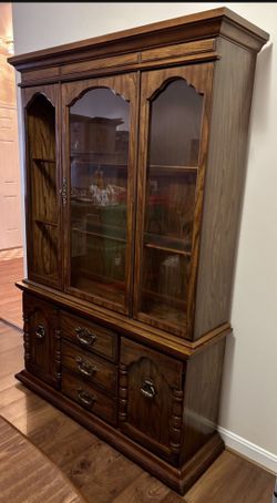 China Cabinet Hutch Vintage 2 Piece Set See Description