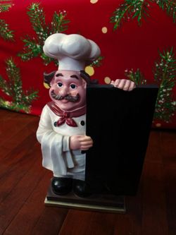 Fat chef with chalk board