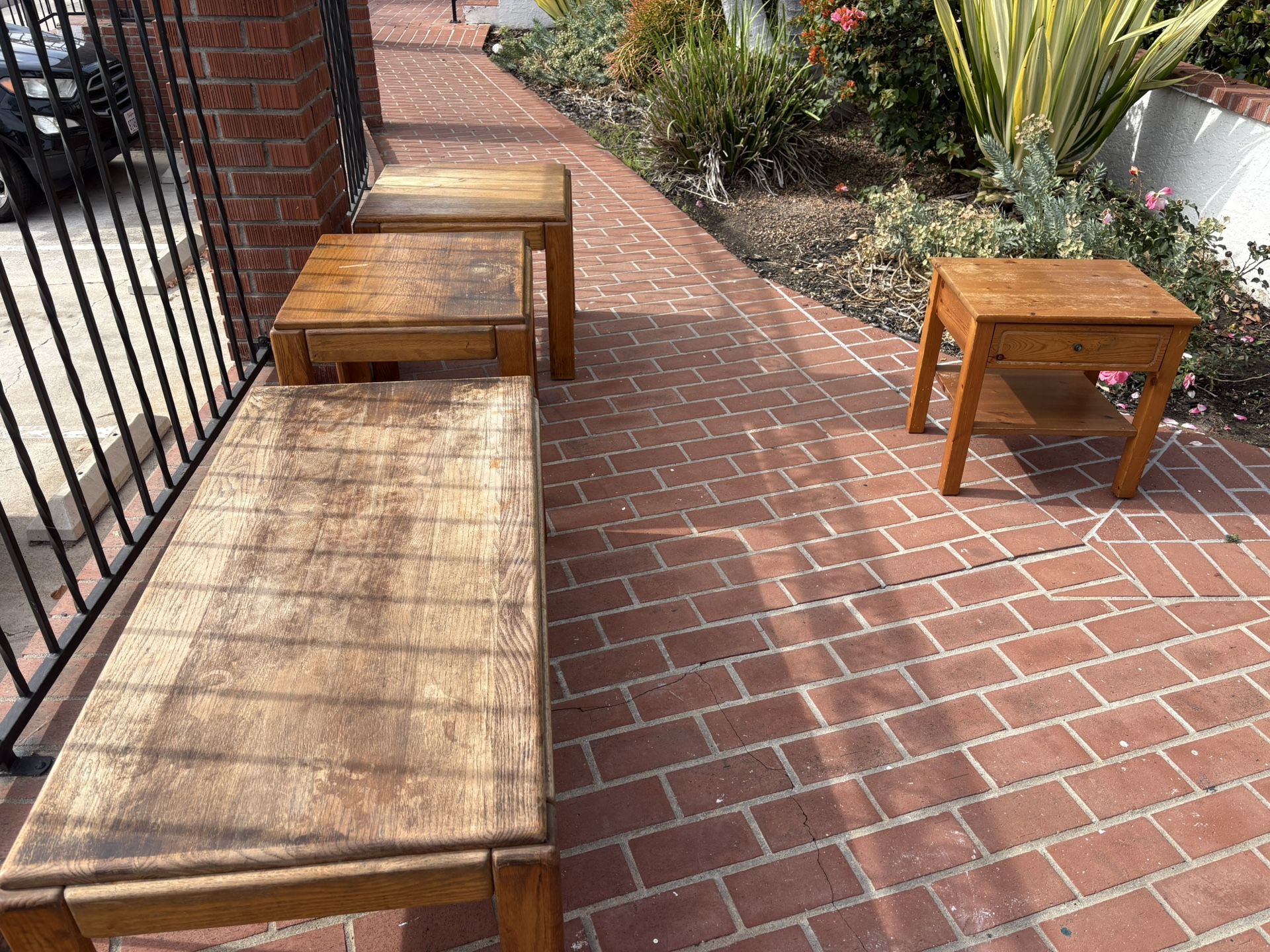 Coffee Wood Table And 2?end Tables