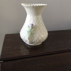 Belleek Porcelain Blue Thistle Vase