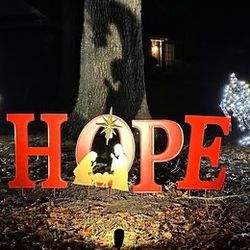 32"H Lighted Metal Christmas HOPE Yard Stake or Standing Decor or Wall Décor