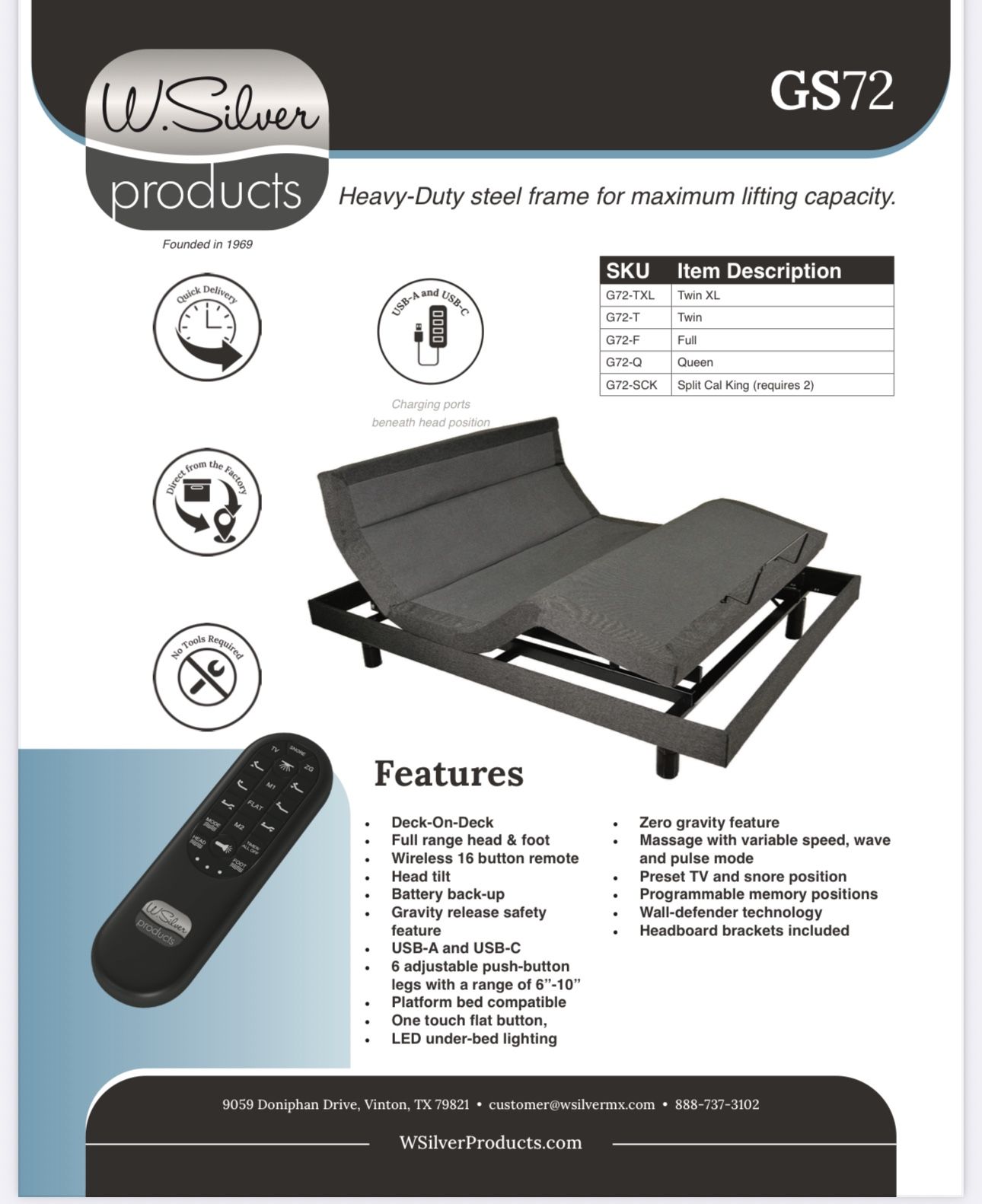 Power Adjustable Bed Frames With Cooling Mattress 