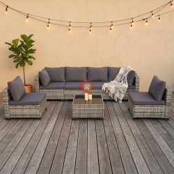 7pc Outdoor Patio Furniture Rattan Wicker Sectional Set