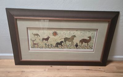 Vintage Raya Signed Art - "Days and Days VI" Large Framed Print 28x47"