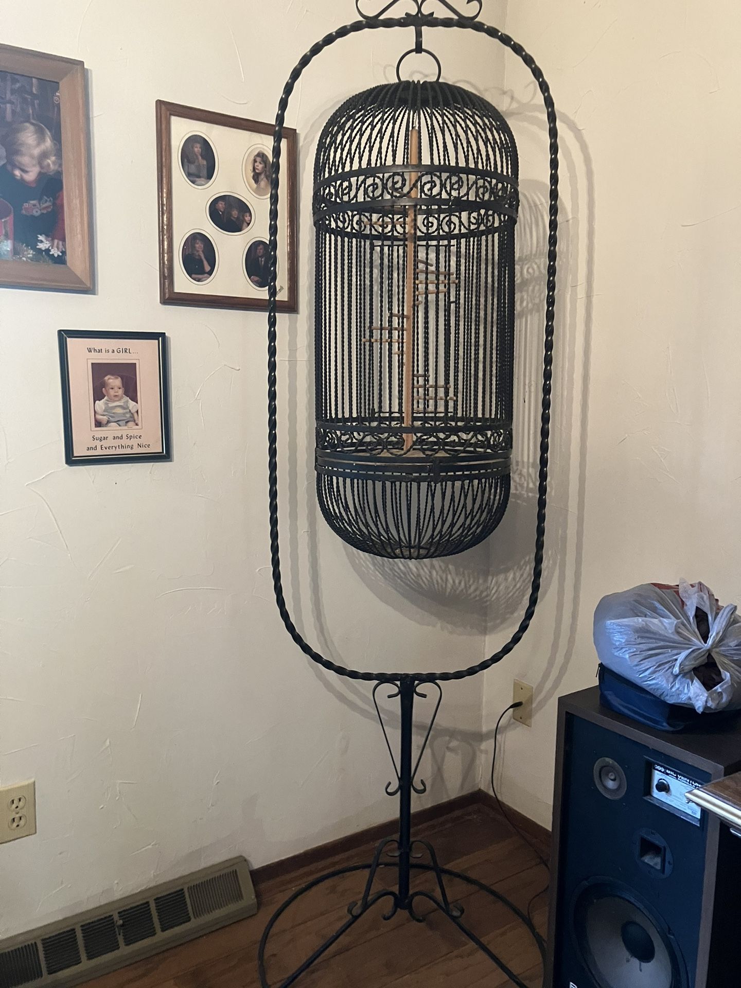 Vintage Wrought Iron Bird Cage