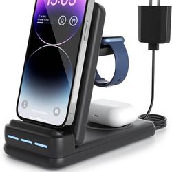 new 3 in 1 Charging Station for Apple - Foldable Wireless Charger for iPhone15/14/13/12/Pro/Plus/11/XS/XR/X/8, Charger Stand Compatible with Apple Wat