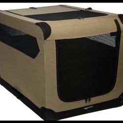 Amazon Basics 36” Portable & Collapsible Soft Crate for Pets, Tan