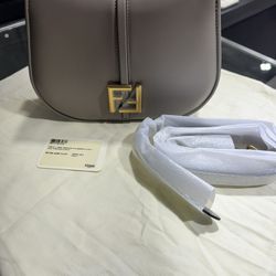 Fendi C’mon Medium Dove-gray smooth leather and full-grain leather bag