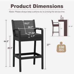 NEW in Box 2 Bar Stools 30" with Cushions - Dark Grey