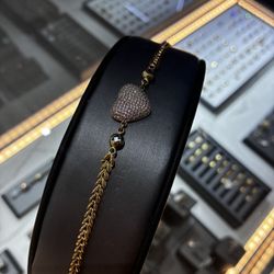 14 K Heart bracelet with white stones