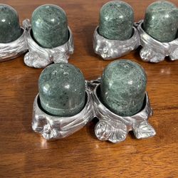 Vintage Arthur Court Pewter / Green Marble Salt & Pepper Shaker Set ($15 Each)