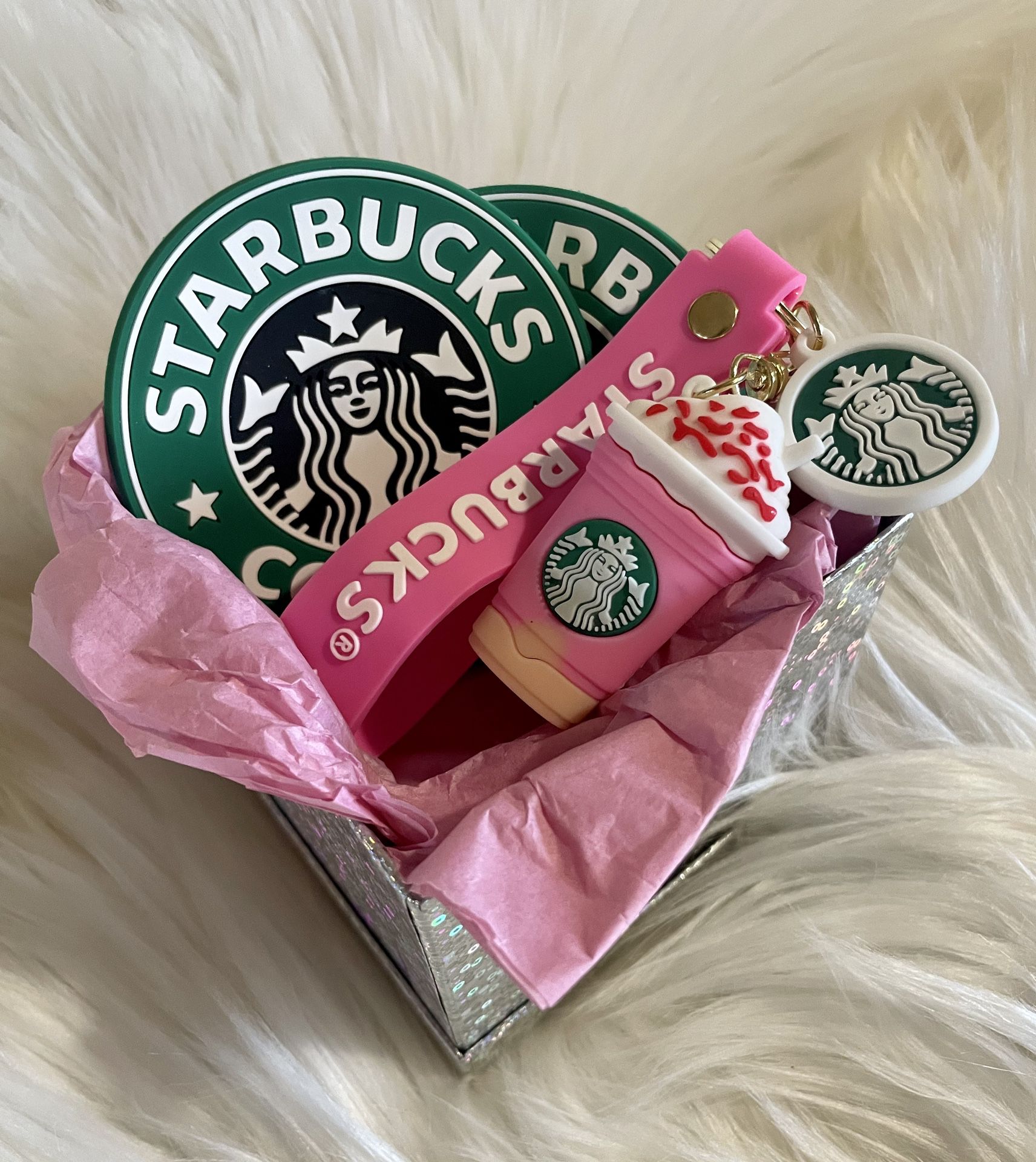 Brand New Pink Coffee Logo Starbucks 3 Piece Gift Set 
