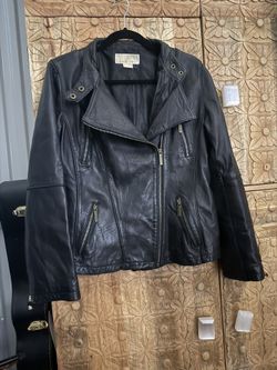 Michael Kors Ladies' Genuine Leather Moto Biker Black Jacket Size XL $60 OBO