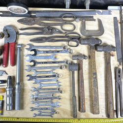 VINTAGE TOOLS LARGE LOT IMPACT WRENCH, DRIVER, METAL SNIPS, WRENCHES+ 
