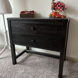 Black Wood 2-Drawer Side Table / Accent Cabinet / Nightstand