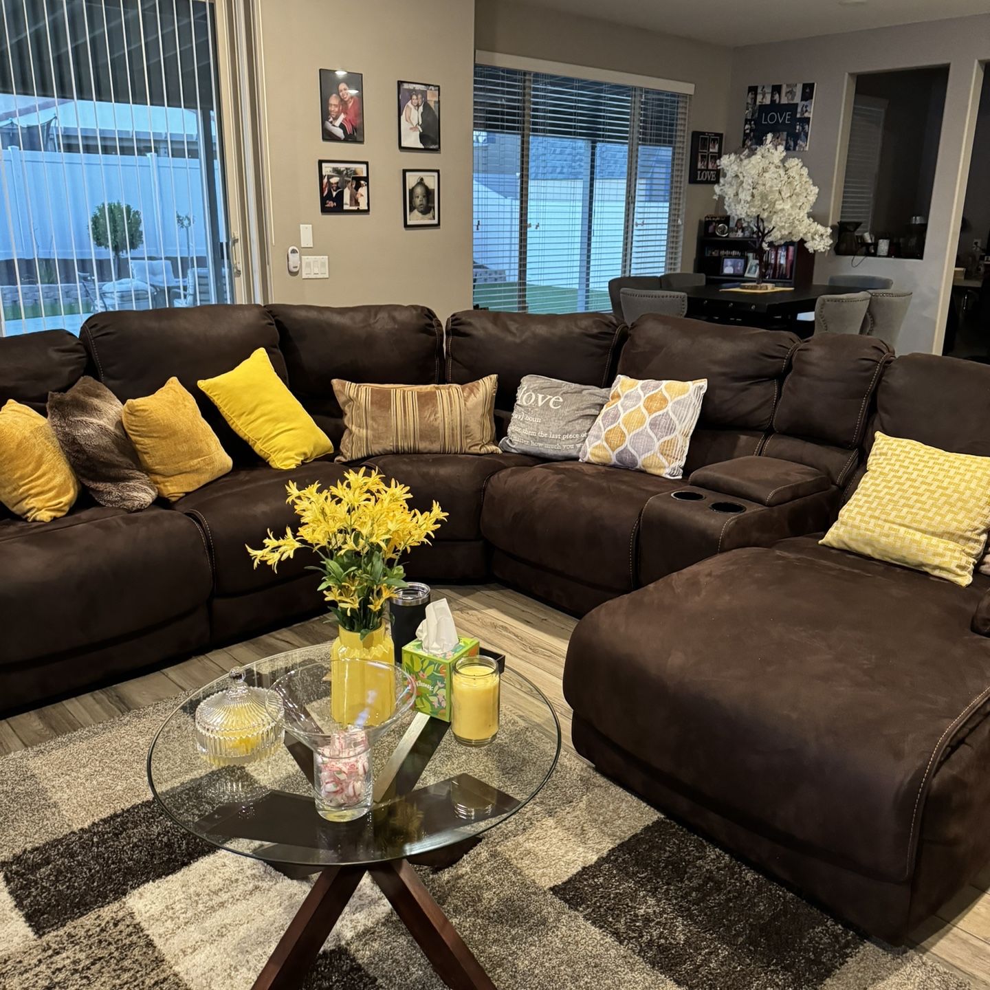 Brown Sectional With Chaise