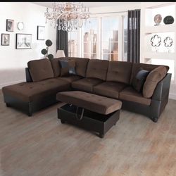 Brown Sectional Couch - Free Delivery