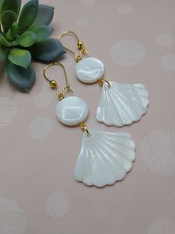 New Handmade Mother of Pearl Earrings, Summer Jewelry, Genuine Shell Earrings