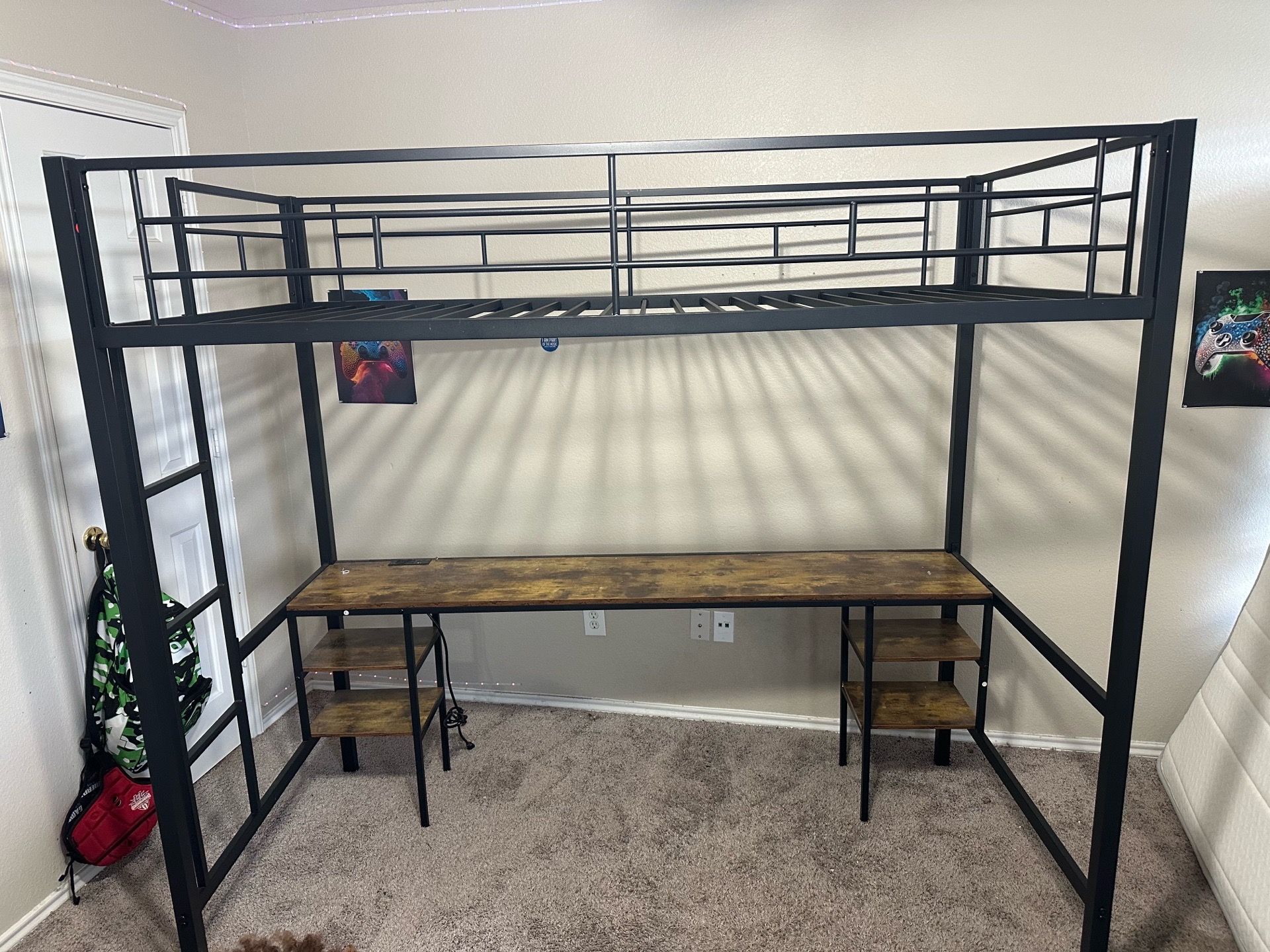 Metal Twin Bed with desk