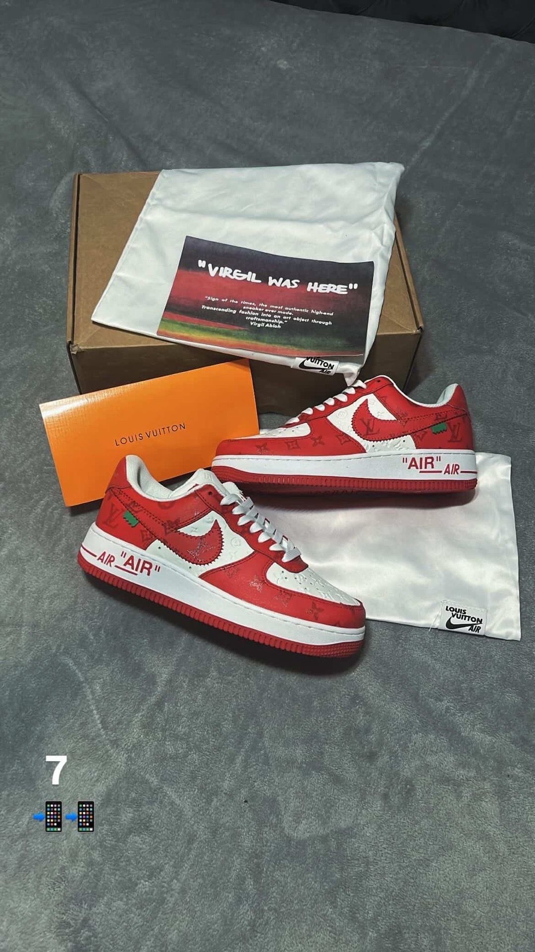 Louis Vuitton x Nike Air Force’s 1 low white comet red