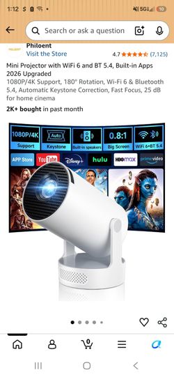 Philoent Mini Projector WiFi 6 Bluetooth 5.4
