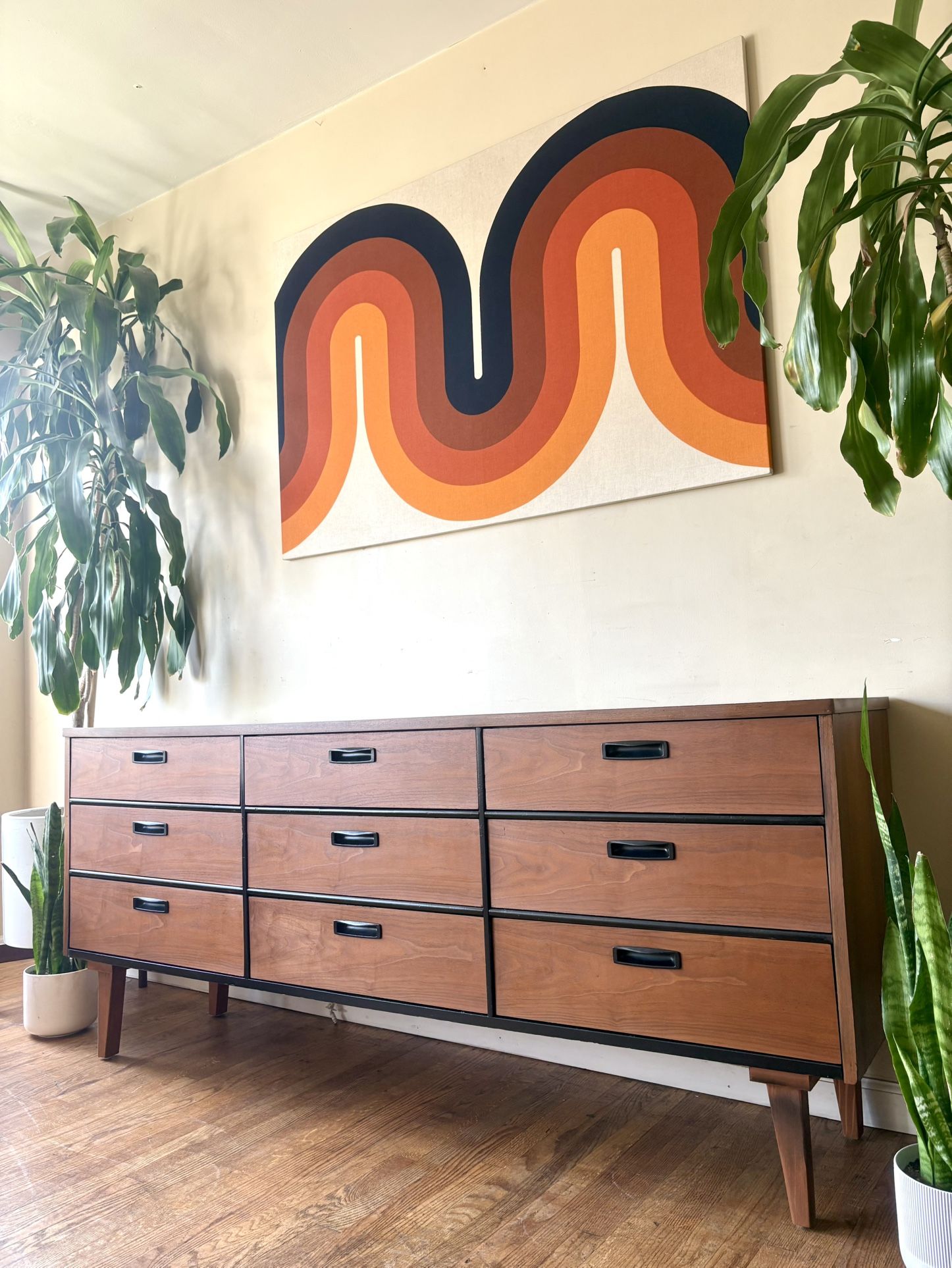 Handsome 1960's 9 Drawer Dresser