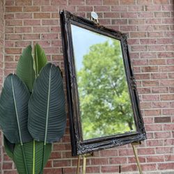 Antique Ornate Black and Gold Mirror | read description 