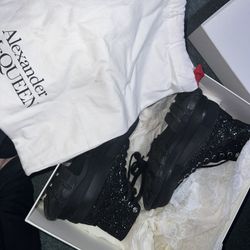 Alexander McQueen Black Glitter Boots Women’s 