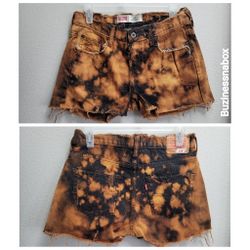 Levi's 550 Custom Distressed Bleach-dyed Shorts